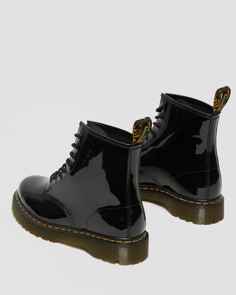 Black Men's Dr Martens 1460 Bex Patent Leather Lace Up Boots | CA 502TCE